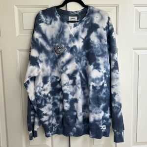 Gonzaga Blue and White Tie-Dye Crewneck